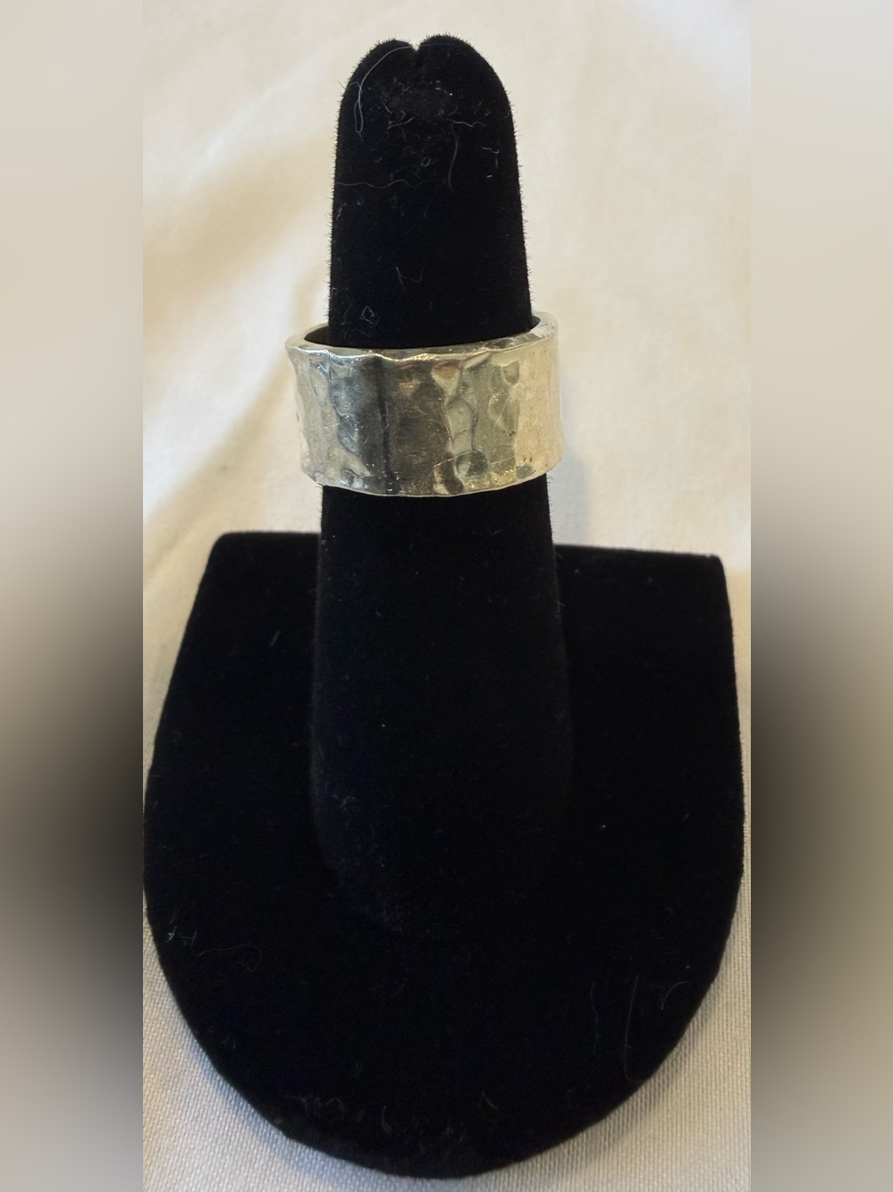 Hammered Wide Band Silver Ring - Women Jewelry